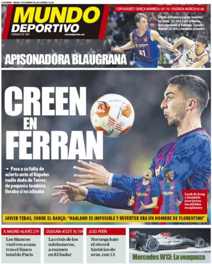Portadas Deportivas Sábado 19/2/2022 Portadas Deportivas Sábado 19/2/2022
