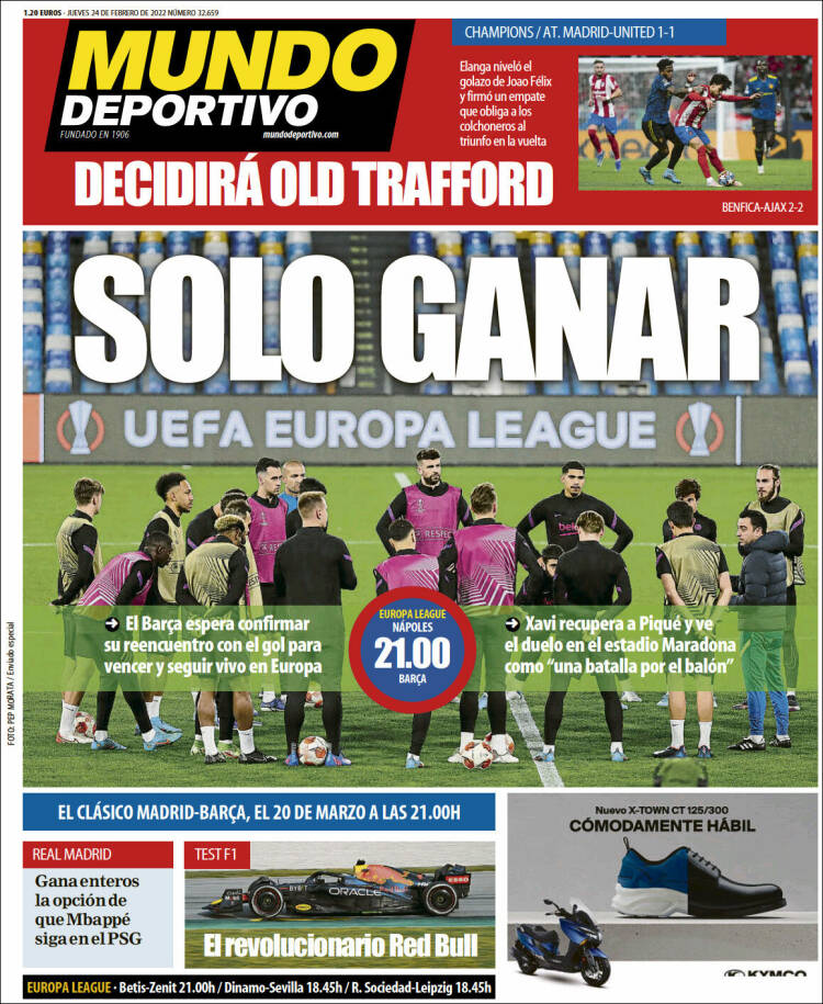 Portadas Deportivas Jueves 24/2/2022 Portadas Deportivas Jueves 24/2/2022