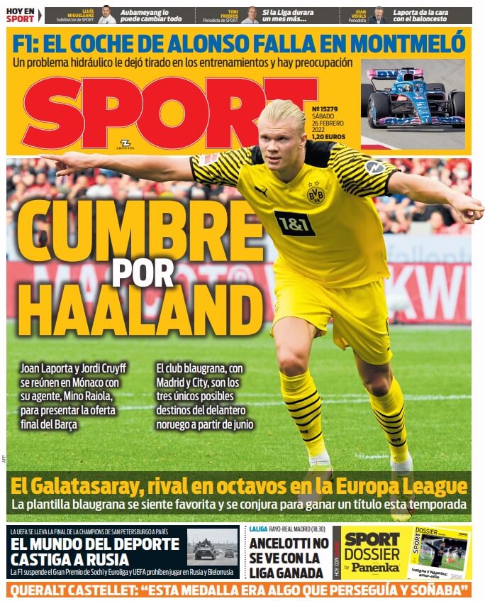Portadas Deportivas Sábado 26/2/2022 Portadas Deportivas Sábado 26/2/2022