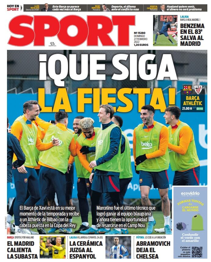 Portadas Deportivas Domingo 27/2/2022 