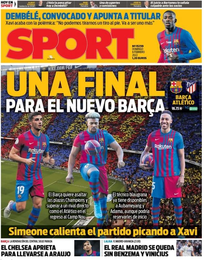 Portadas Deportivas Domingo 6/2/2022