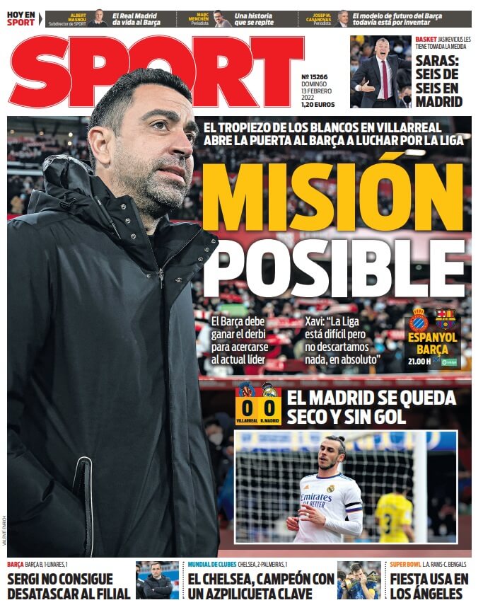 Portadas Deportivas Domingo 13/2/2022 Portadas Deportivas Domingo 13/2/2022