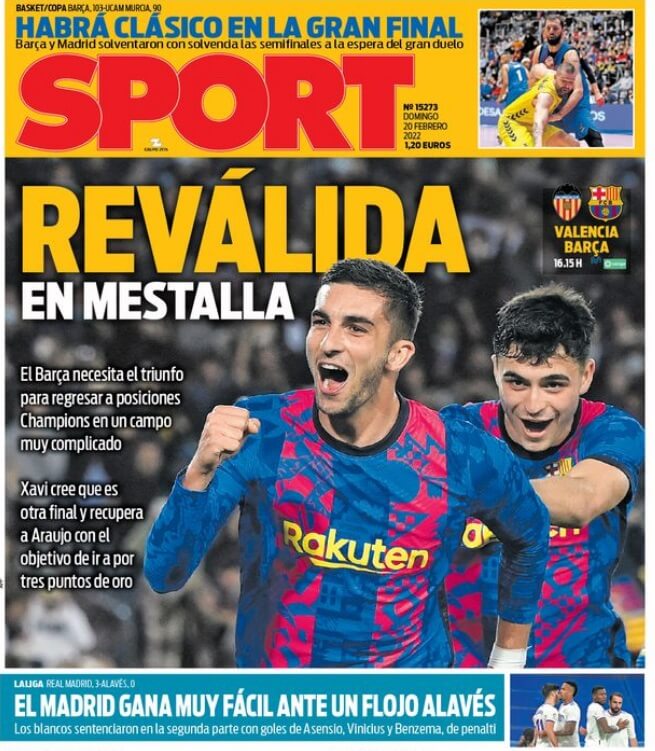 Portadas Deportivas Domingo 20/2/2022 Portadas Deportivas Domingo 20/2/2022