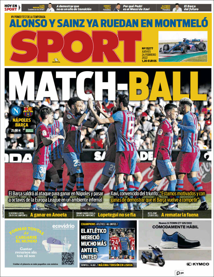 Portadas Deportivas Jueves 24/2/2022 Portadas Deportivas Jueves 24/2/2022