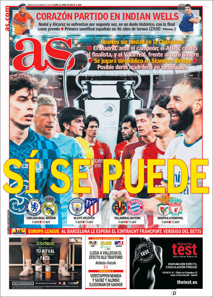 Portadas Deportivas Sábado 19/3/2022 Portadas Deportivas Sábado 19/3/2022