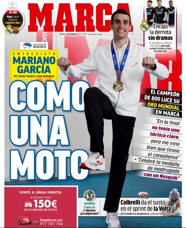 Portadas Deportivas Martes 22/3/2022 Portadas Deportivas Martes 22/3/2022