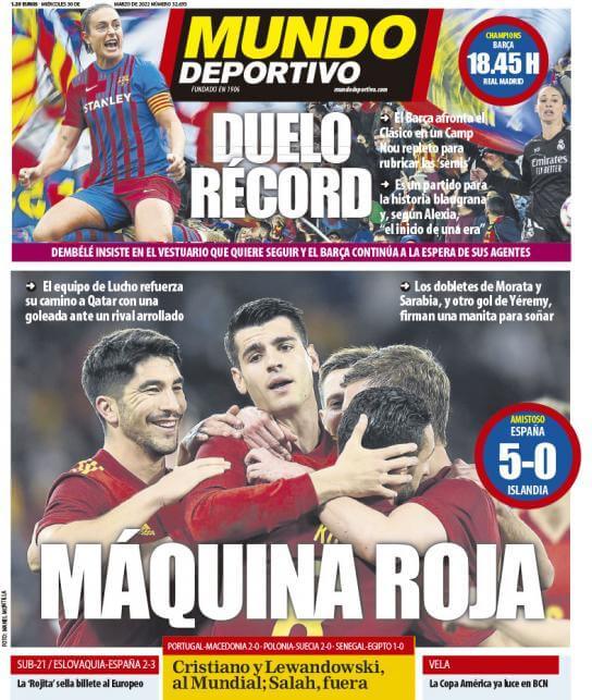 Portadas Deportivas Miércoles 30/3/2022 Portadas Deportivas Miércoles 30/3/2022