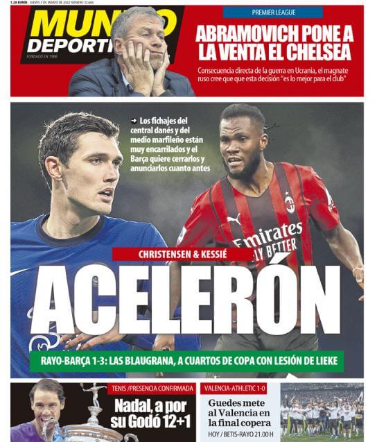 Portadas Deportivas Jueves 3/3/2022 Portadas Deportivas Jueves 3/3/2022
