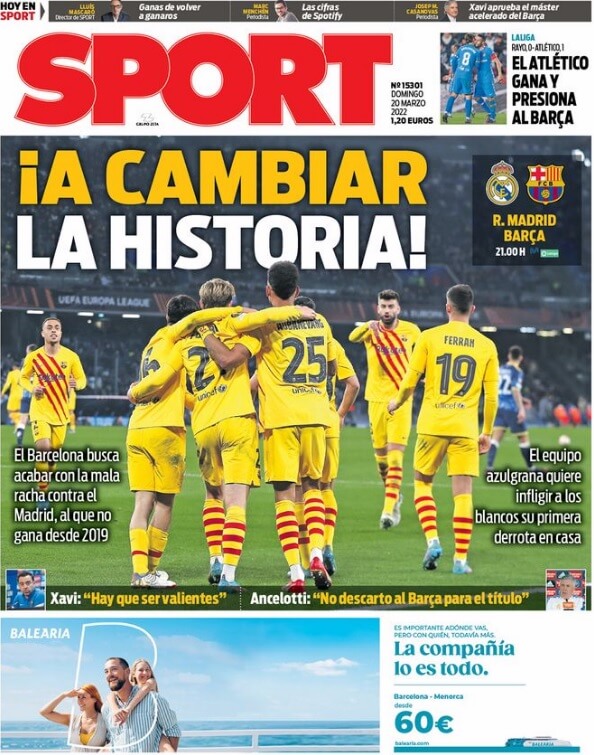 Portadas Deportivas Domingo 20/3/2022