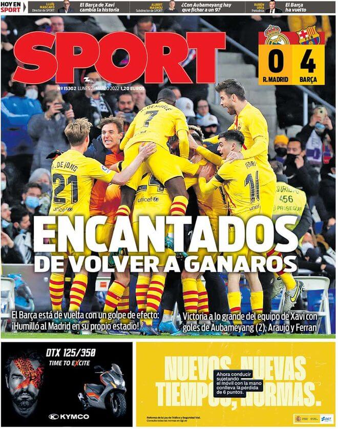 Portadas Deportivas Lunes 21/3/2022 Portadas Deportivas Lunes 21/3/2022
