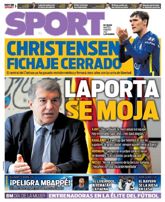 Portadas Deportivas Martes 9/3/2022