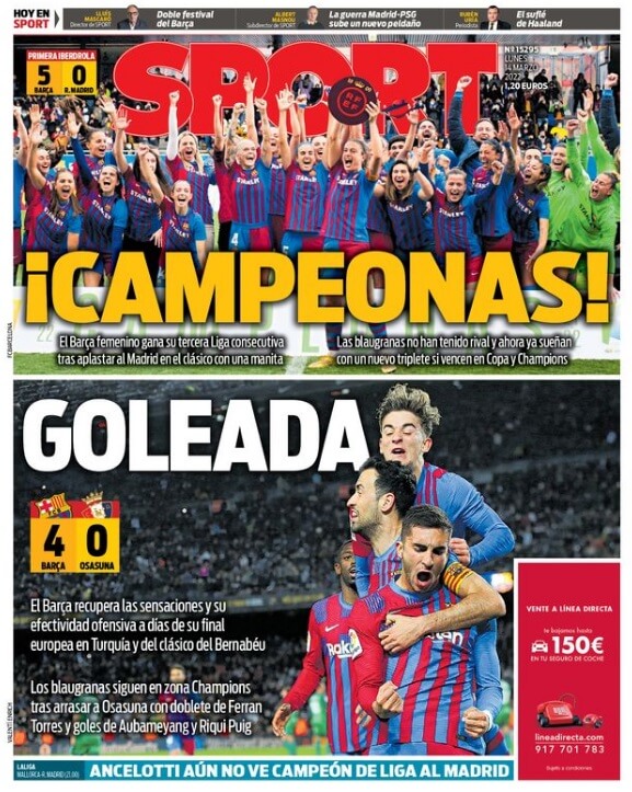 Portadas Deportivas Lunes 13/3/2022 Portadas Deportivas Lunes 13/3/2022