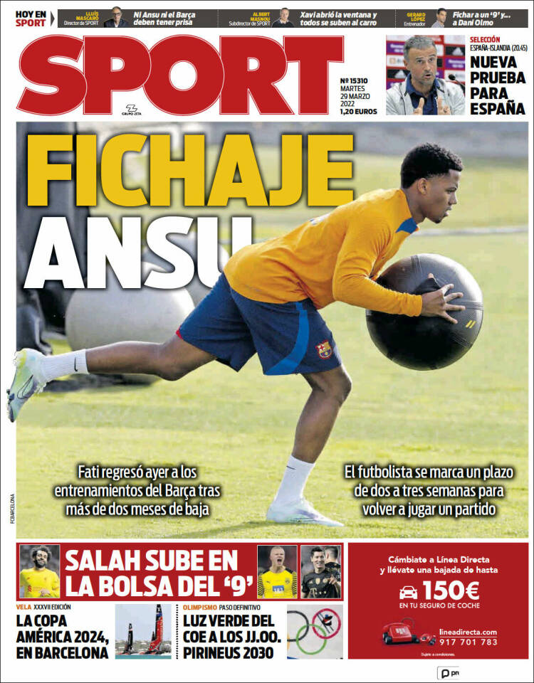 Portadas Deportivas Martes 29/3/2022 Portadas Deportivas Martes 29/3/2022