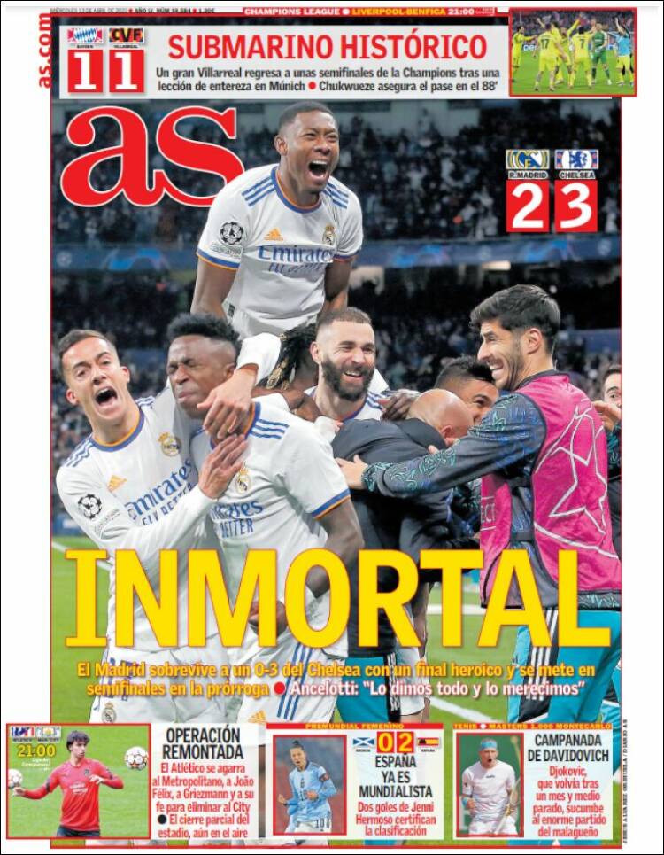 Portadas Deportivas Miércoles 13/4/2022 Portadas Deportivas Miércoles 13/4/2022