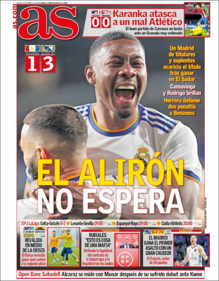 Portadas Deportivas Jueves 21/4/2022 Portadas Deportivas Jueves 21/4/2022