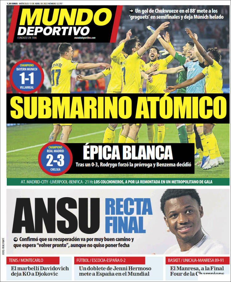 Portadas Deportivas Miércoles 13/4/2022 Portadas Deportivas Miércoles 13/4/2022