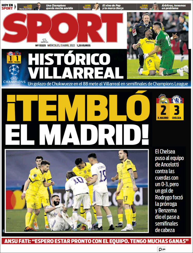 Portadas Deportivas Miércoles 13/4/2022 Portadas Deportivas Miércoles 13/4/2022