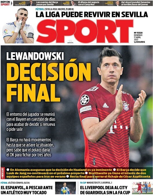 Portadas Deportivas Domingo 17/4/2022 Portadas Deportivas Domingo 17/4/2022