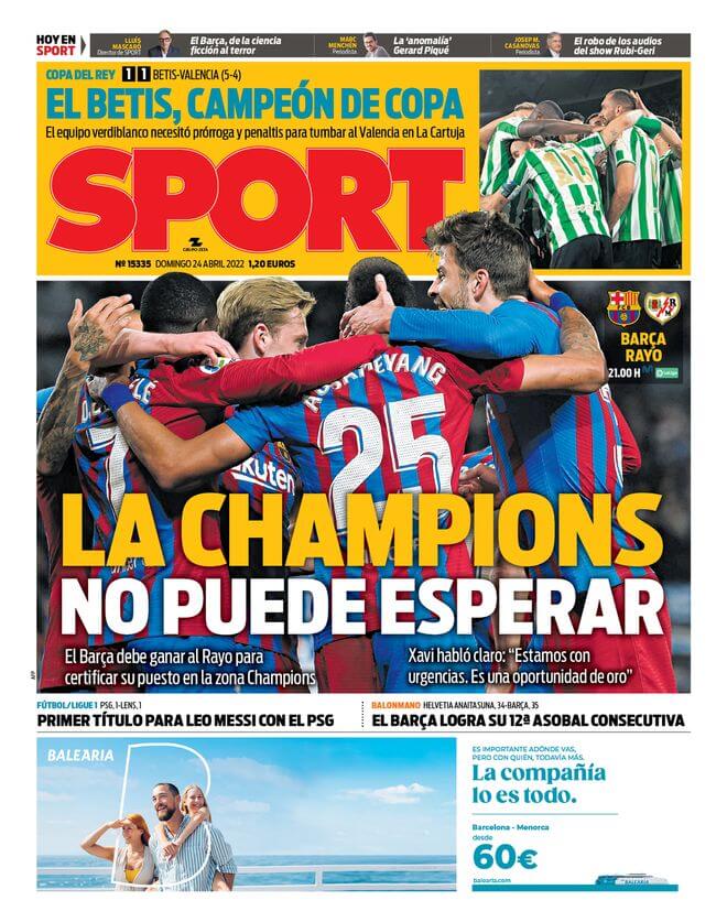 Portadas Deportivas Domingo 24/4/2022 Portadas Deportivas Domingo 24/4/2022