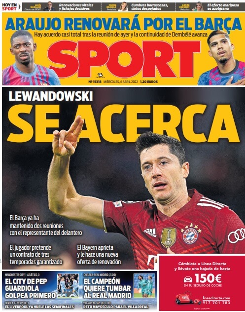 Portadas Deportivas Miércoles 6/4/2022 Portadas Deportivas Miércoles 6/4/2022