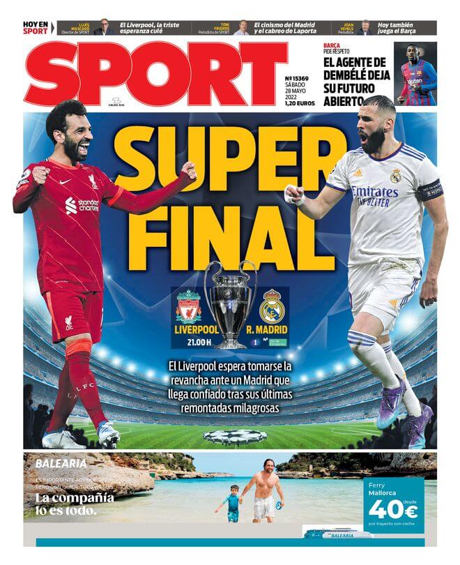 Portadas Deportivas Sábado 28/5/2022 Portadas Deportivas Sábado 28/5/2022