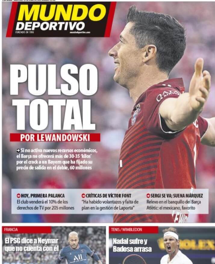 Portadas Deportivas Miércoles 29/6/2022 Portadas Deportivas Miércoles 29/6/2022