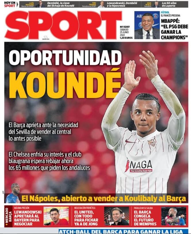 Portadas Deportivas Sábado 25/6/2022 Portadas Deportivas Sábado 25/6/2022