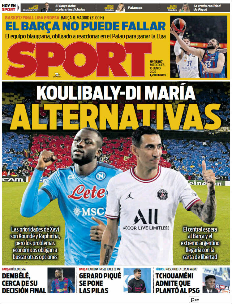Portadas Deportivas Miércoles 15/6/2022 Portadas Deportivas Miércoles 15/6/2022