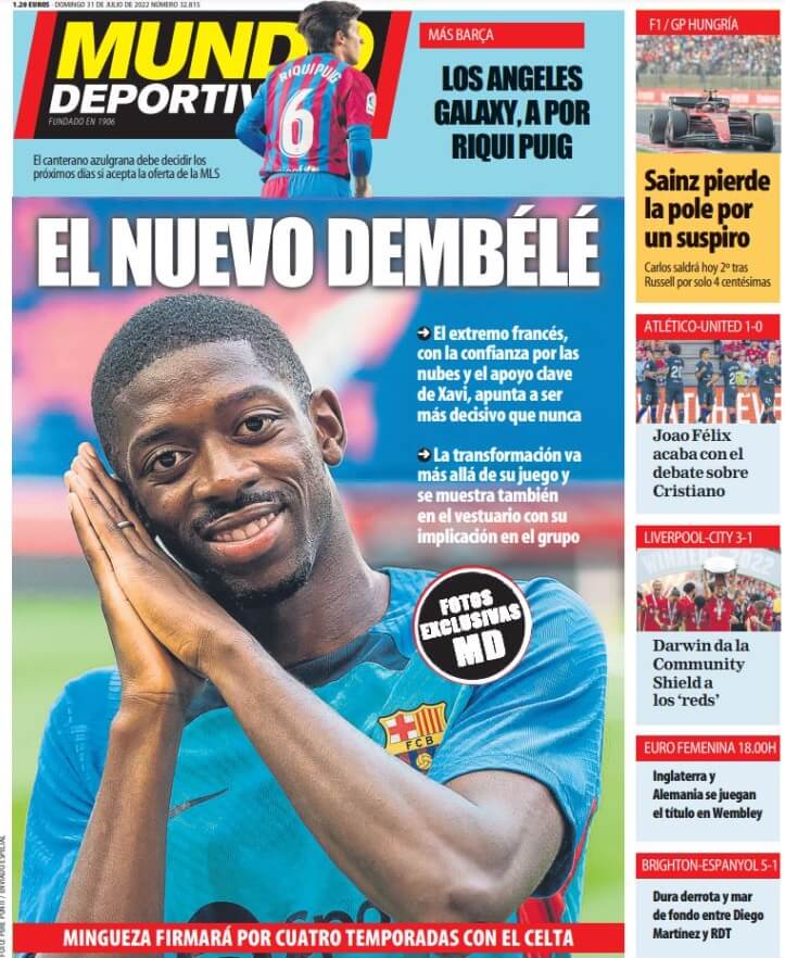 Portadas Deportivas Domingo 31/7/2022 Portadas Deportivas Domingo 31/7/2022