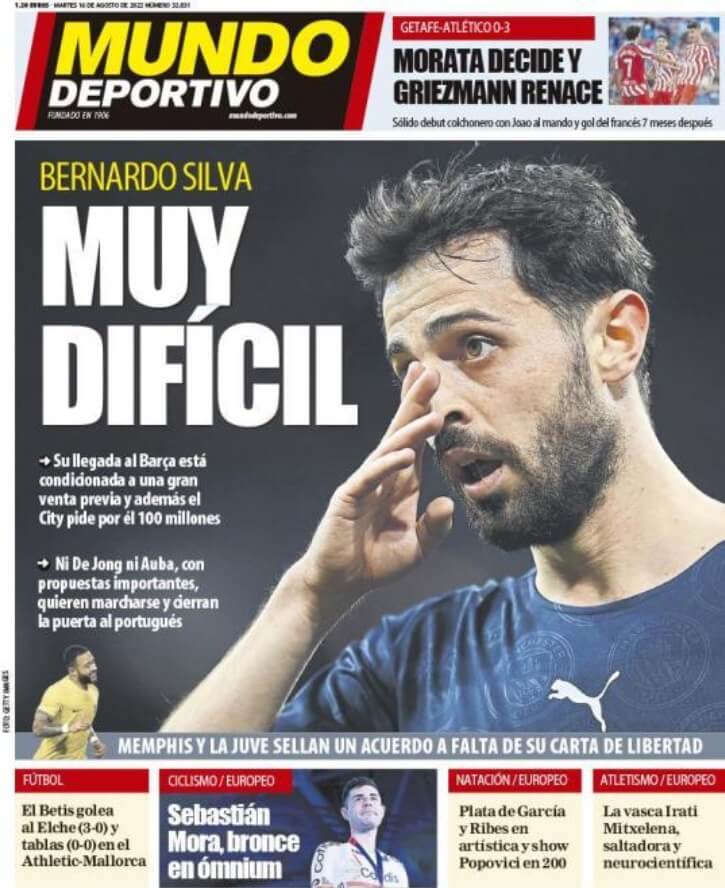 Portadas Deportivas Martes 16/8/2022 Portadas Deportivas Martes 16/8/2022
