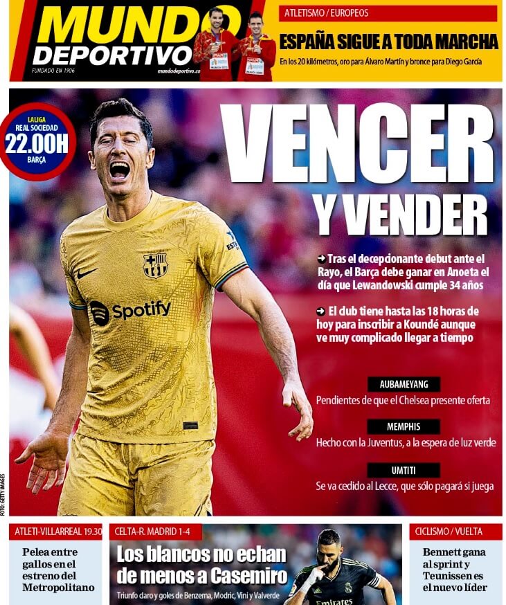 Portadas Deportivas Domingo 21/8/2022 Portadas Deportivas Domingo 21/8/2022
