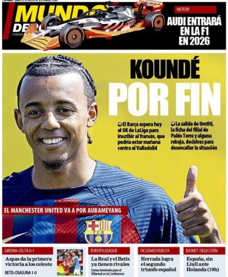 Portadas Deportivas Sábado 27/8/2022