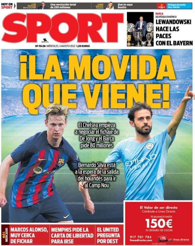 Portadas Deportivas Miércoles 3/8/2022 Portadas Deportivas Miércoles 3/8/2022
