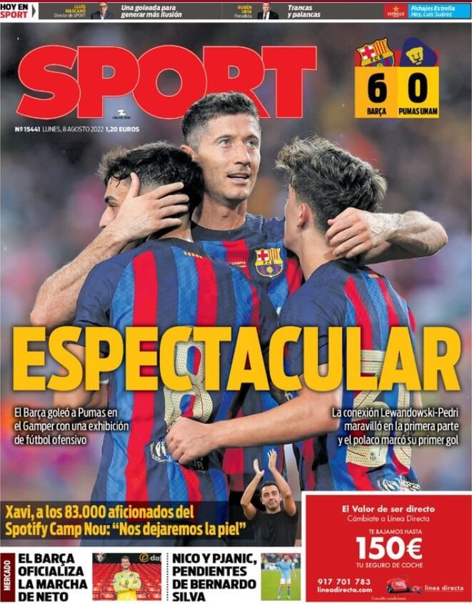 Portadas Deportivas Lunes 8/8/2022 Portadas Deportivas Lunes 8/8/2022