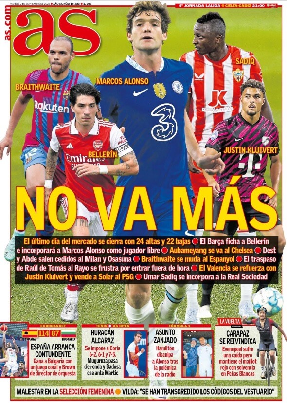 Portadas Deportivas Viernes 2/9/2022 
