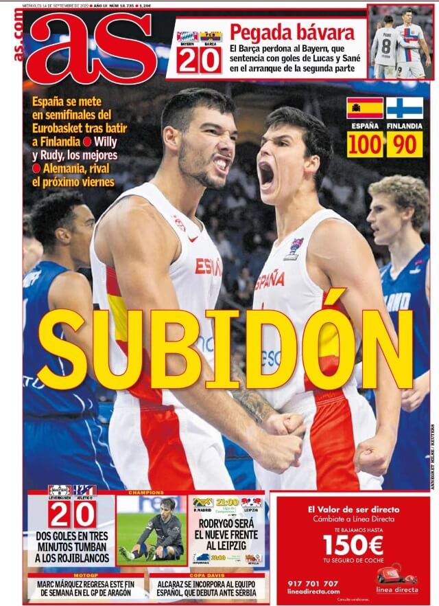 Portadas Deportivas Miércoles 14/9/2022 Portadas Deportivas Miércoles 14/9/2022