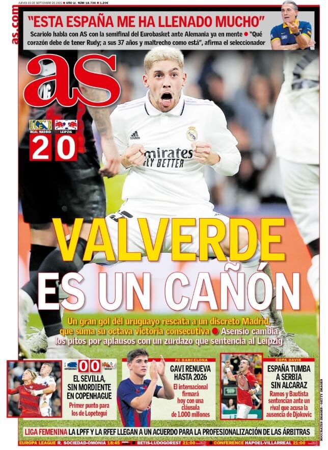 Portadas Deportivas Jueves 15/9/2022 Portadas Deportivas Jueves 15/9/2022
