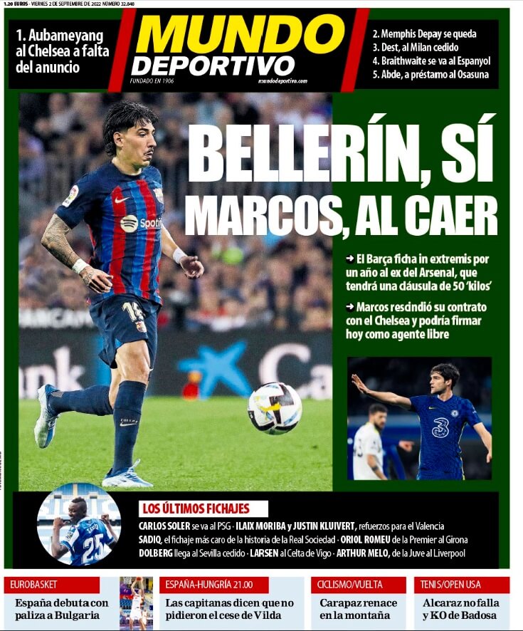 Portadas Deportivas Viernes 2/9/2022