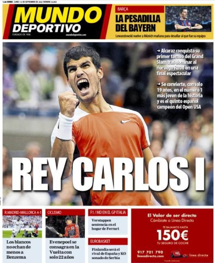 Portadas Deportivas Lunes 12/9/2022 Portadas Deportivas Lunes 12/9/2022