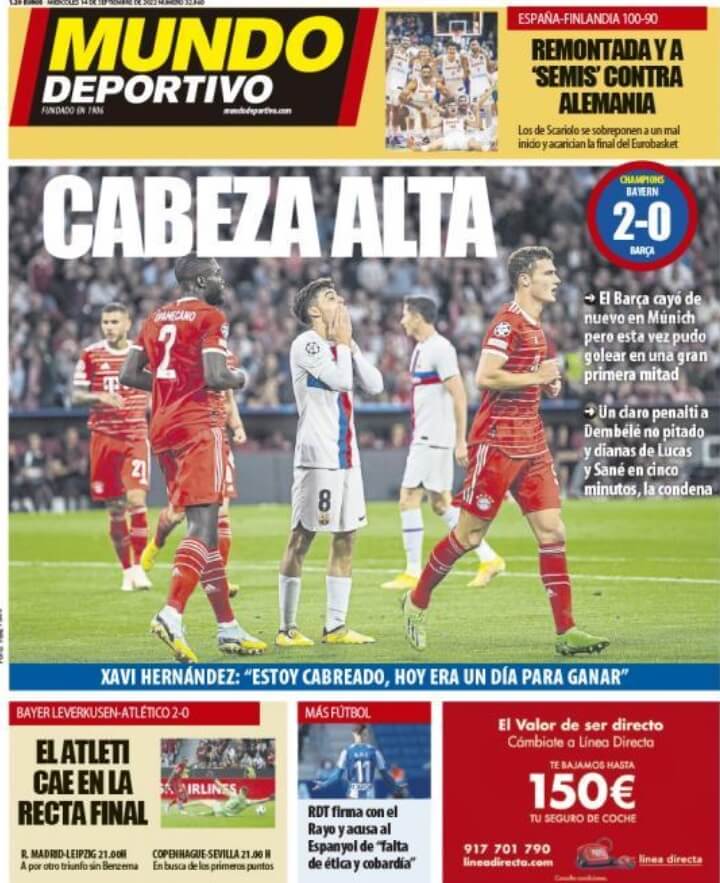 Portadas Deportivas Miércoles 14/9/2022 Portadas Deportivas Miércoles 14/9/2022