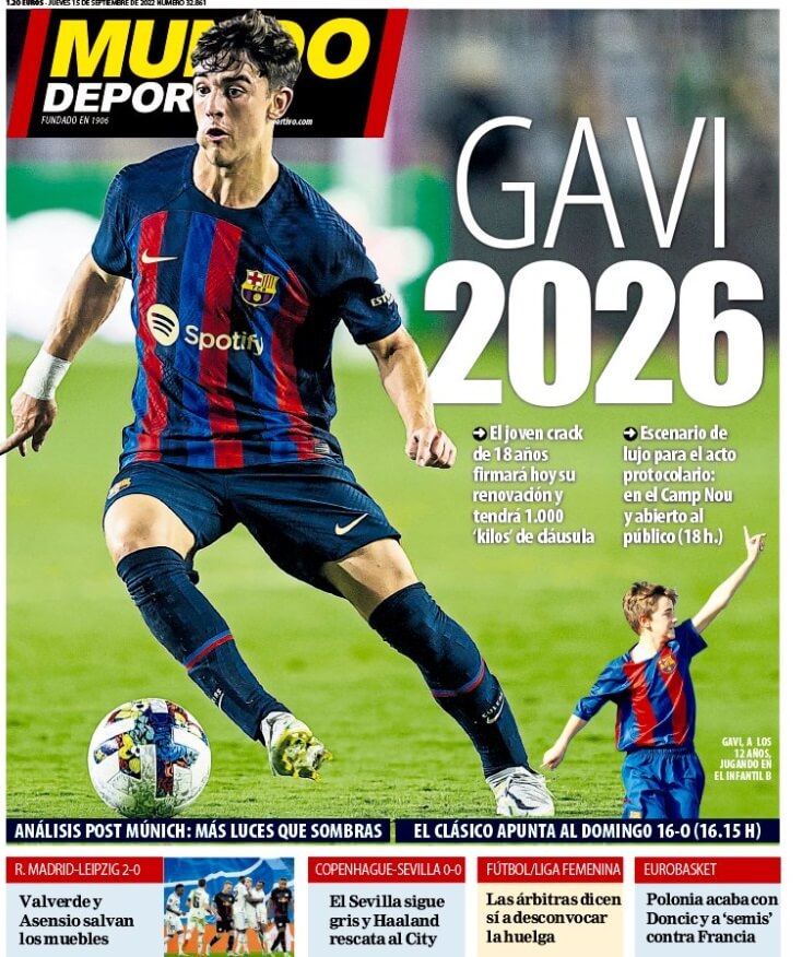 Portadas Deportivas Jueves 15/9/2022 Portadas Deportivas Jueves 15/9/2022