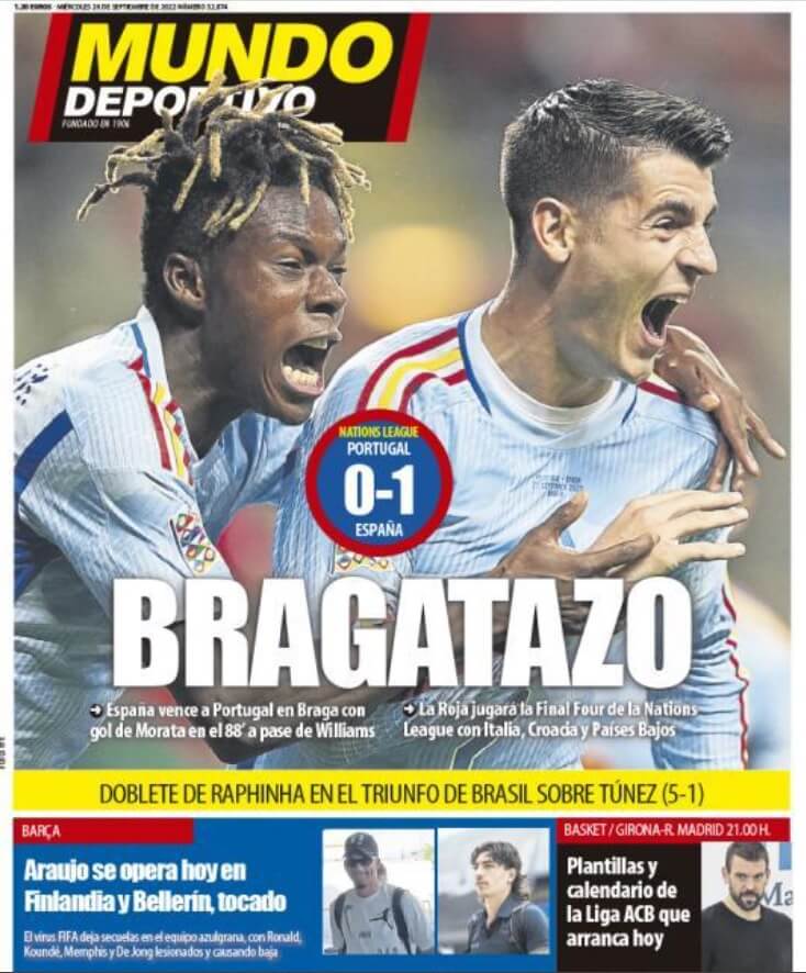 Portadas Deportivas Miércoles 28/9/2022 Portadas Deportivas Miércoles 28/9/2022