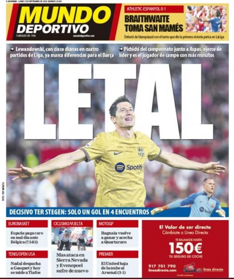Portadas Deportivas Lunes 5/9/2022 Portadas Deportivas Lunes 5/9/2022