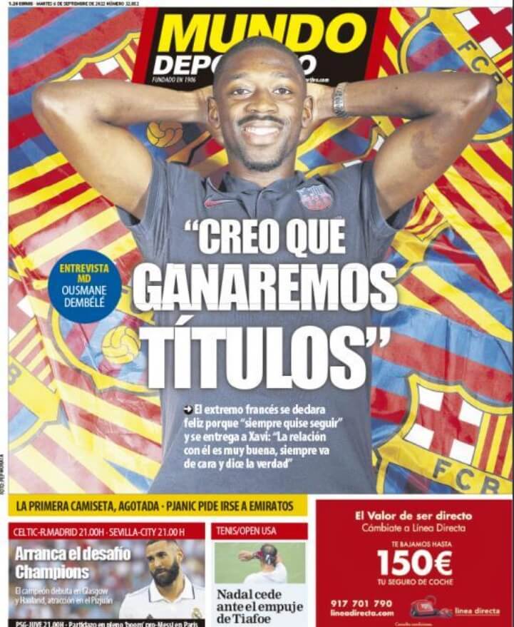 Portadas Deportivas Martes 6/9/2022 Portadas Deportivas Martes 6/9/2022