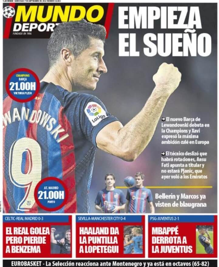 Portadas Deportivas Miércoles 7/9/2022
