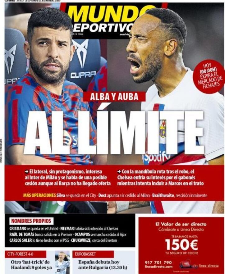 Portadas Deportivas Jueves 1/9/2022 