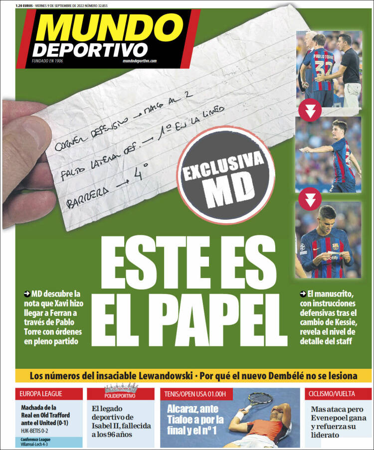 Portadas Deportivas Viernes 9/9/2022 Portadas Deportivas Viernes 9/9/2022