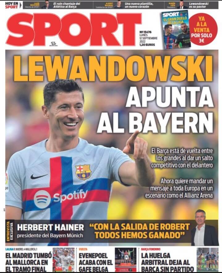 Portadas Deportivas Lunes 12/9/2022 Portadas Deportivas Lunes 12/9/2022