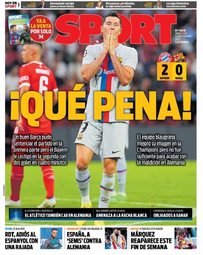 Portadas Deportivas Miércoles 14/9/2022 Portadas Deportivas Miércoles 14/9/2022