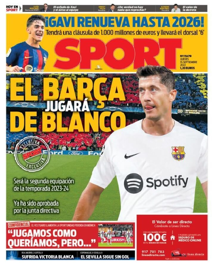 Portadas Deportivas Jueves 15/9/2022 Portadas Deportivas Jueves 15/9/2022